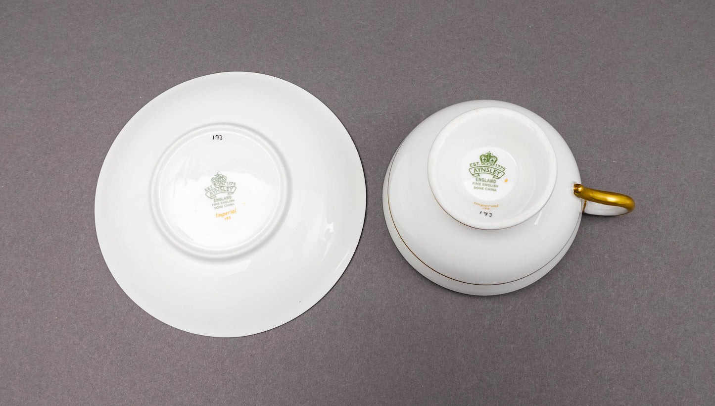 Aynsley England Imperial 193 Laurel Green Gold Cup & Saucer Set