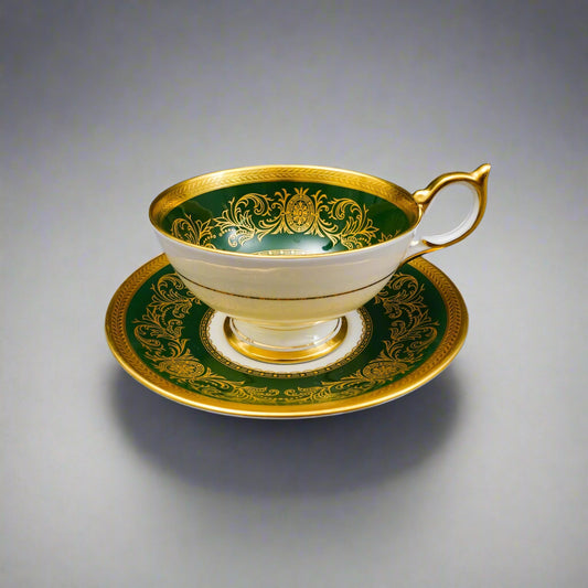 Aynsley England Imperial 193 Laurel Green Gold Cup & Saucer Set