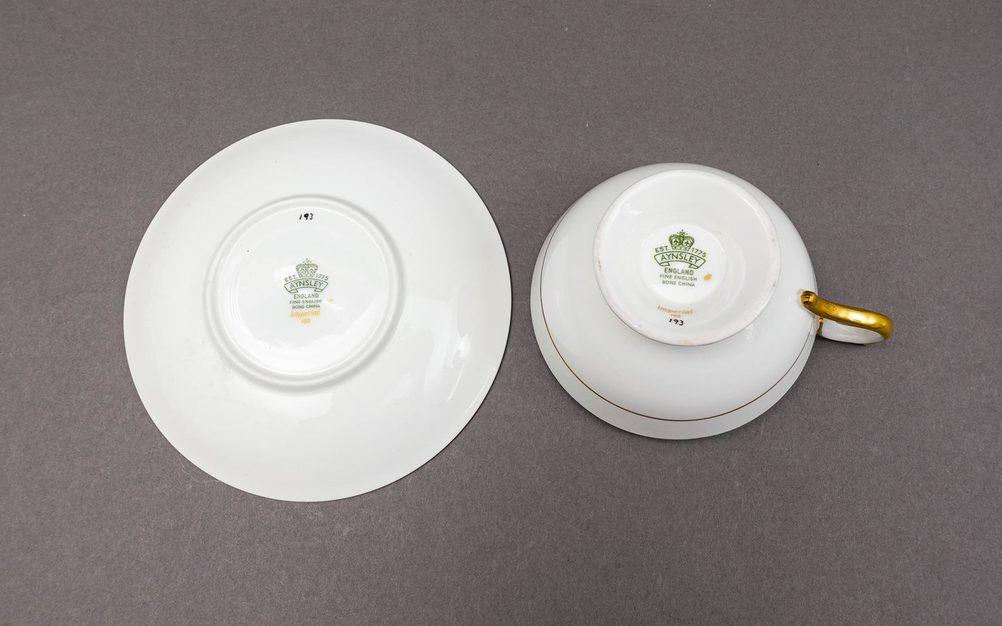Aynsley England Imperial 193 Laurel Green Gold Cup & Saucer Set