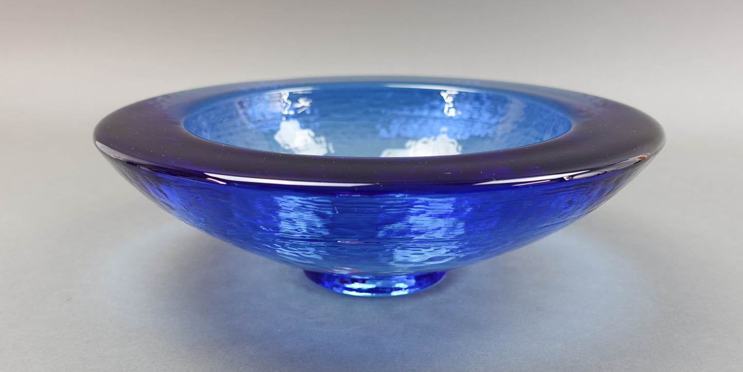 Fire and Light California Cobalt Blue Recycled Art Glass Wide Lipped Bowl Hearts