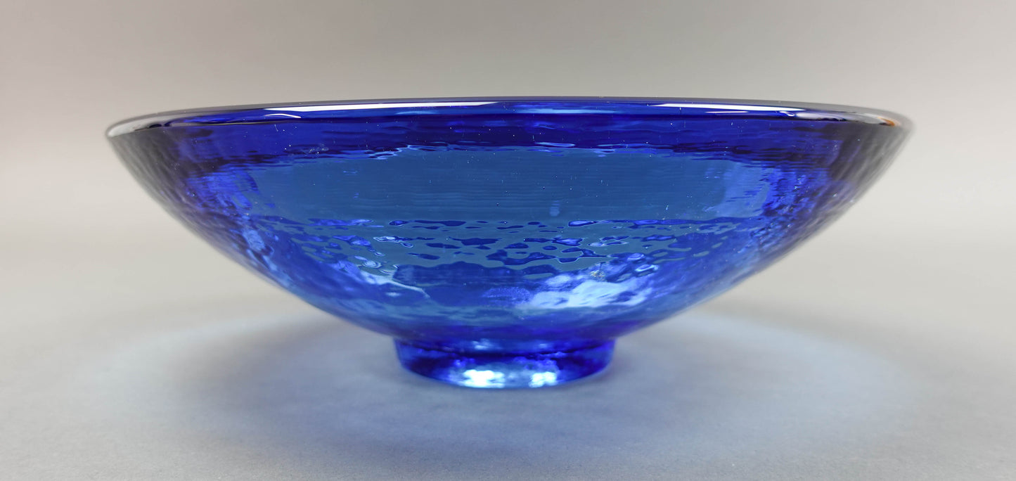 Fire and Light California Cobalt Blue Recycled Art Glass Wide Lipped Bowl Hearts