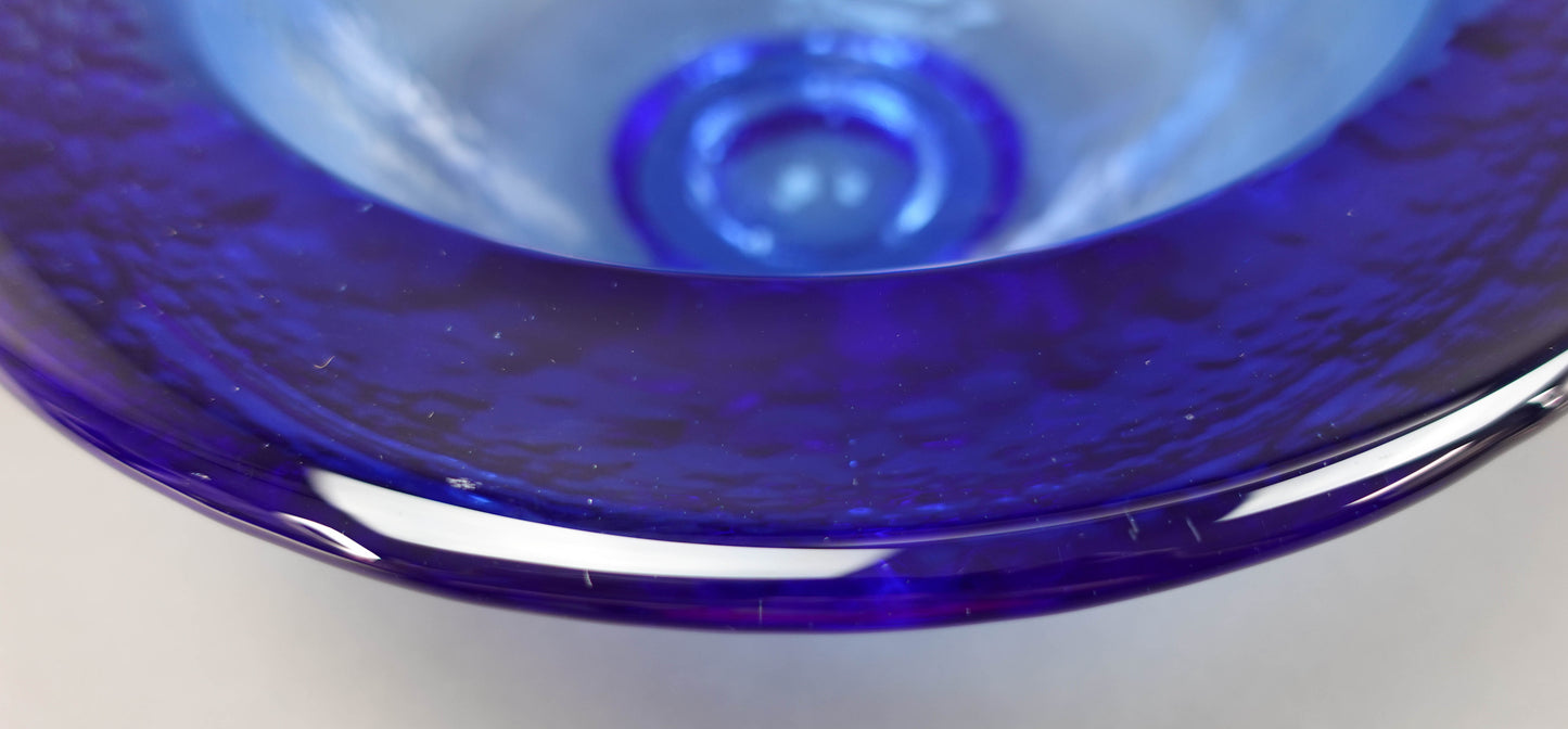 Fire and Light California Cobalt Blue Recycled Art Glass Wide Lipped Bowl Hearts