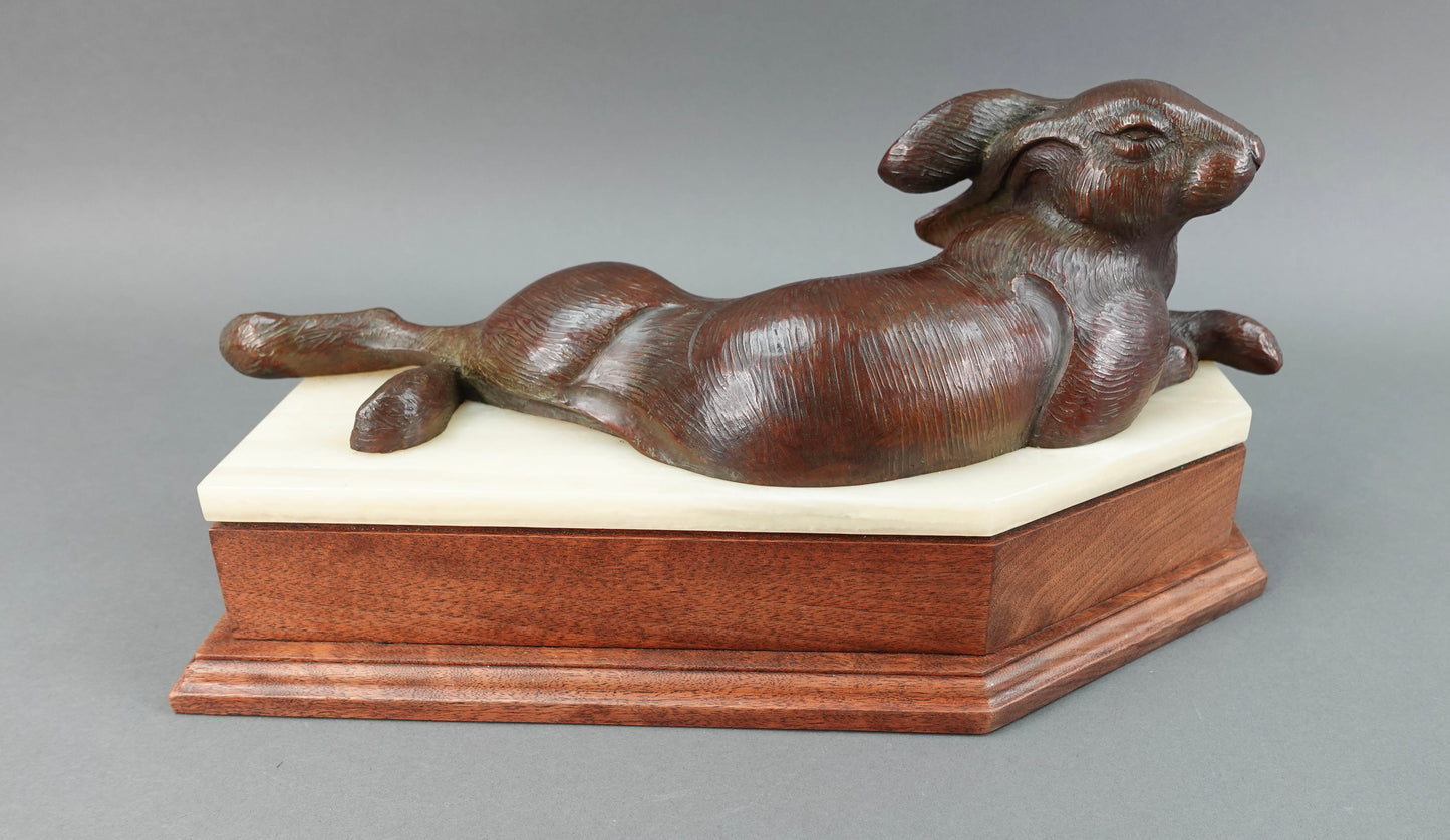 Tim Cherry (American B. 1965) Signed Rabbit Hare Bronze Sculpture L Edition 3/25