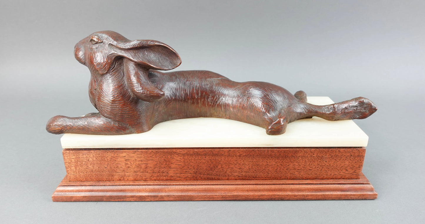 Tim Cherry (American B. 1965) Signed Rabbit Hare Bronze Sculpture L Edition 3/25