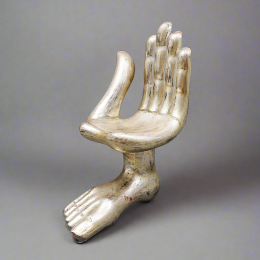 Pedro Friedeberg Signed Mexican Silver Wood Hand Foot Chair Sculpture 12"
