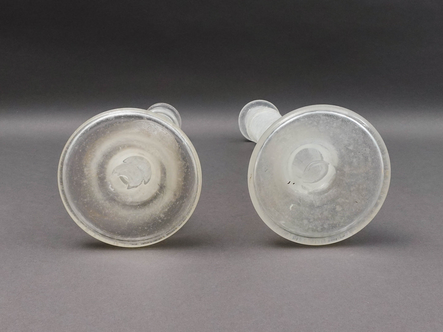 Italian Murano Vintage Scavo Glass Pair Of Candlesticks Candle Holders