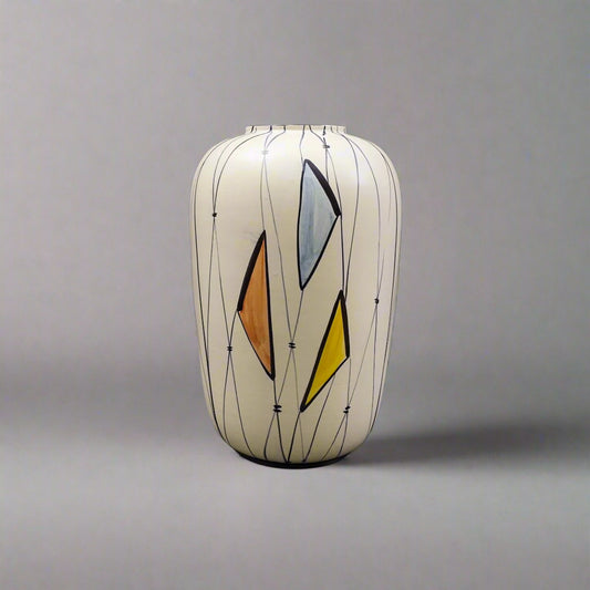 Bodo Mans For Bay Keramik W. Germany MCM Large Geometric Art Pottery Vase 16"