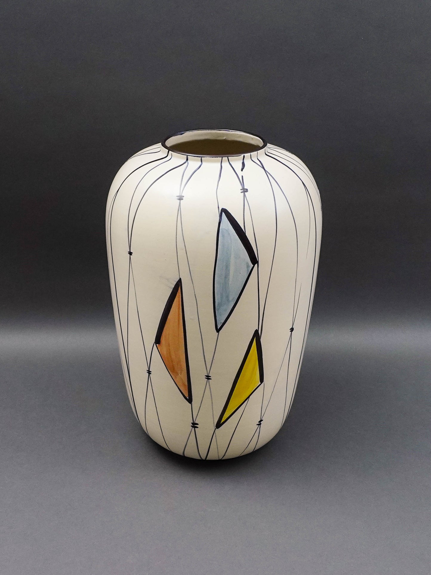 Bodo Mans For Bay Keramik W. Germany MCM Large Geometric Art Pottery Vase 16"