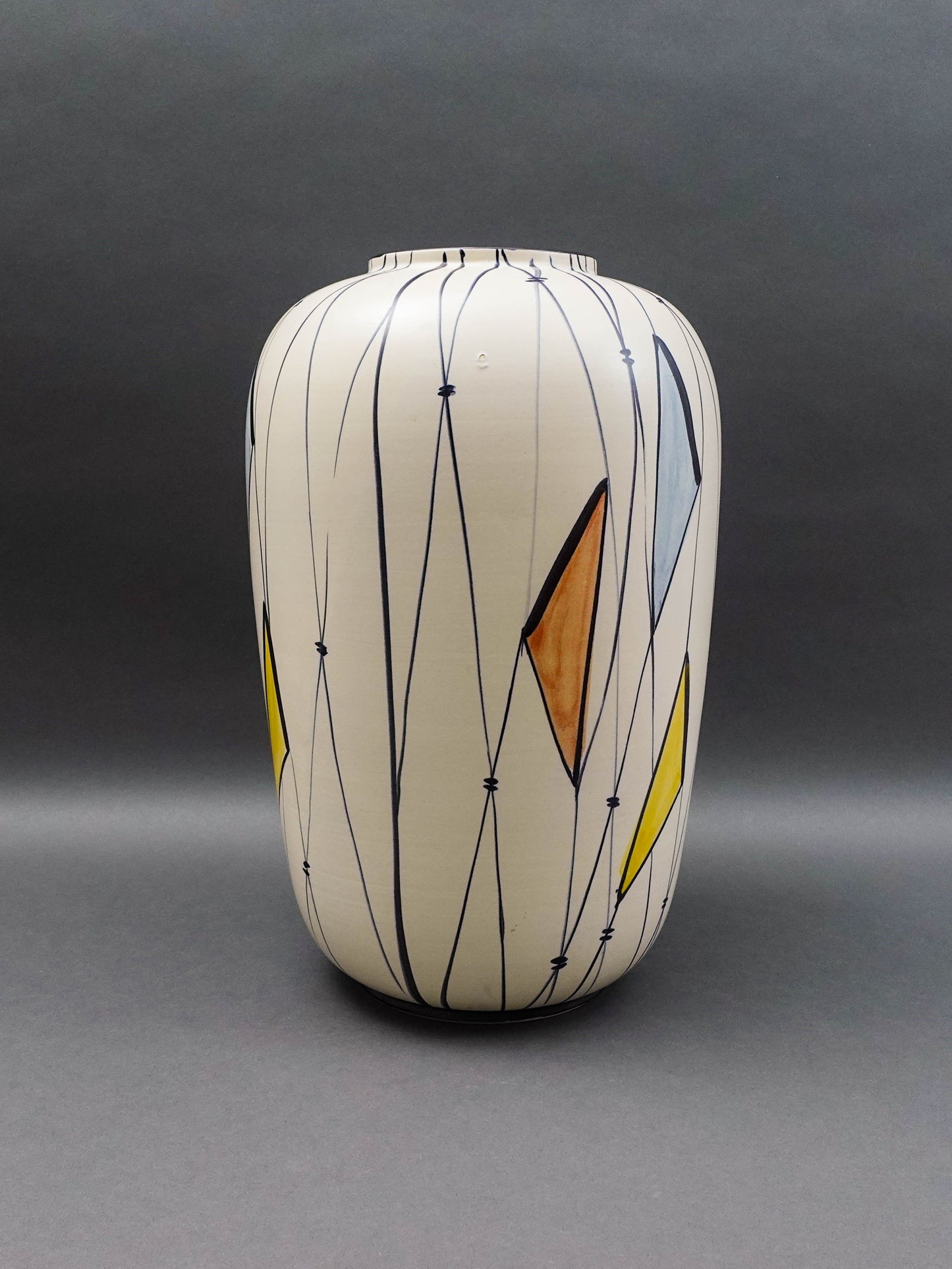 Bodo Mans For Bay Keramik W. Germany MCM Large Geometric Art Pottery Vase 16"