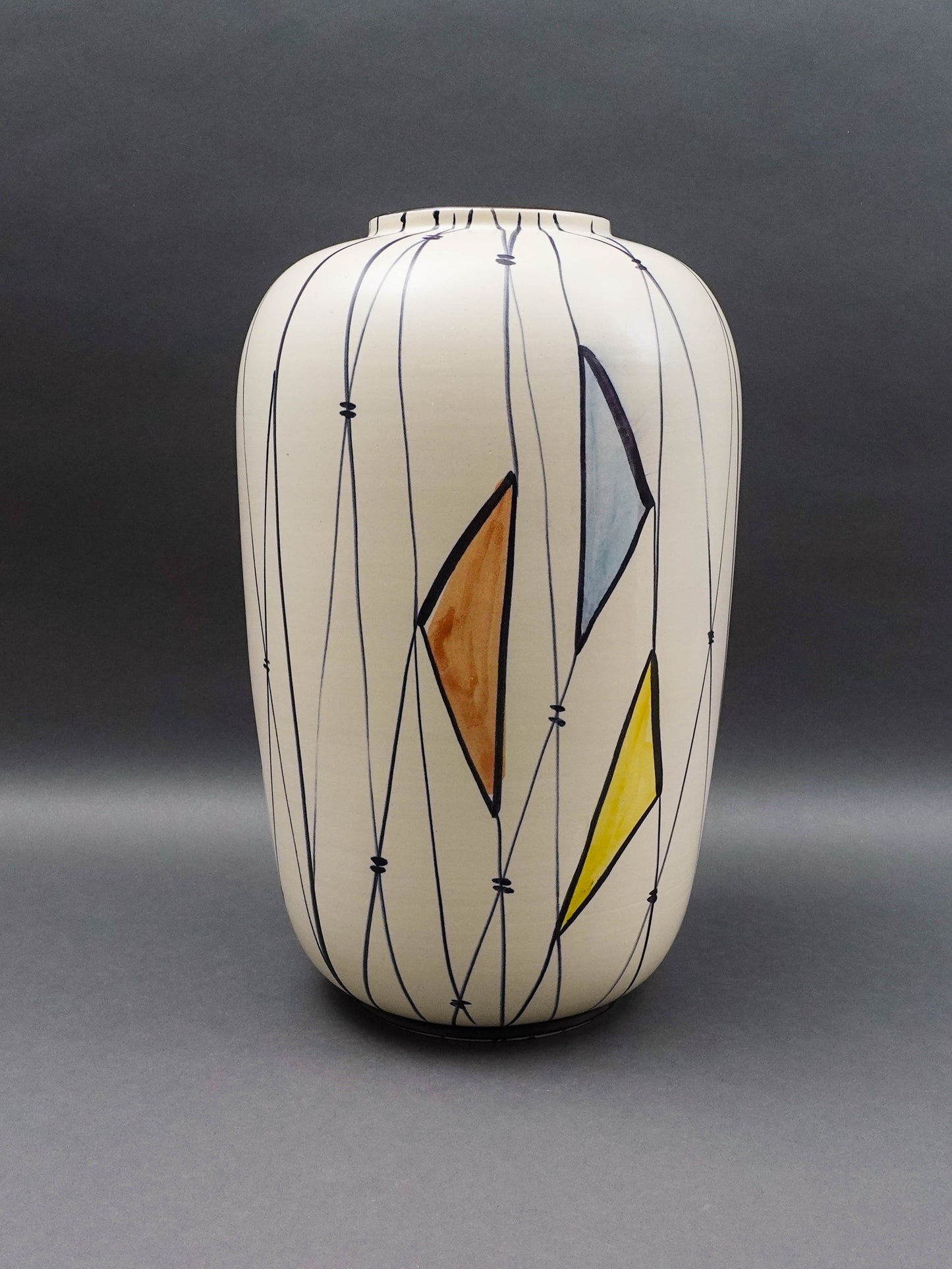 Bodo Mans For Bay Keramik W. Germany MCM Large Geometric Art Pottery Vase 16"