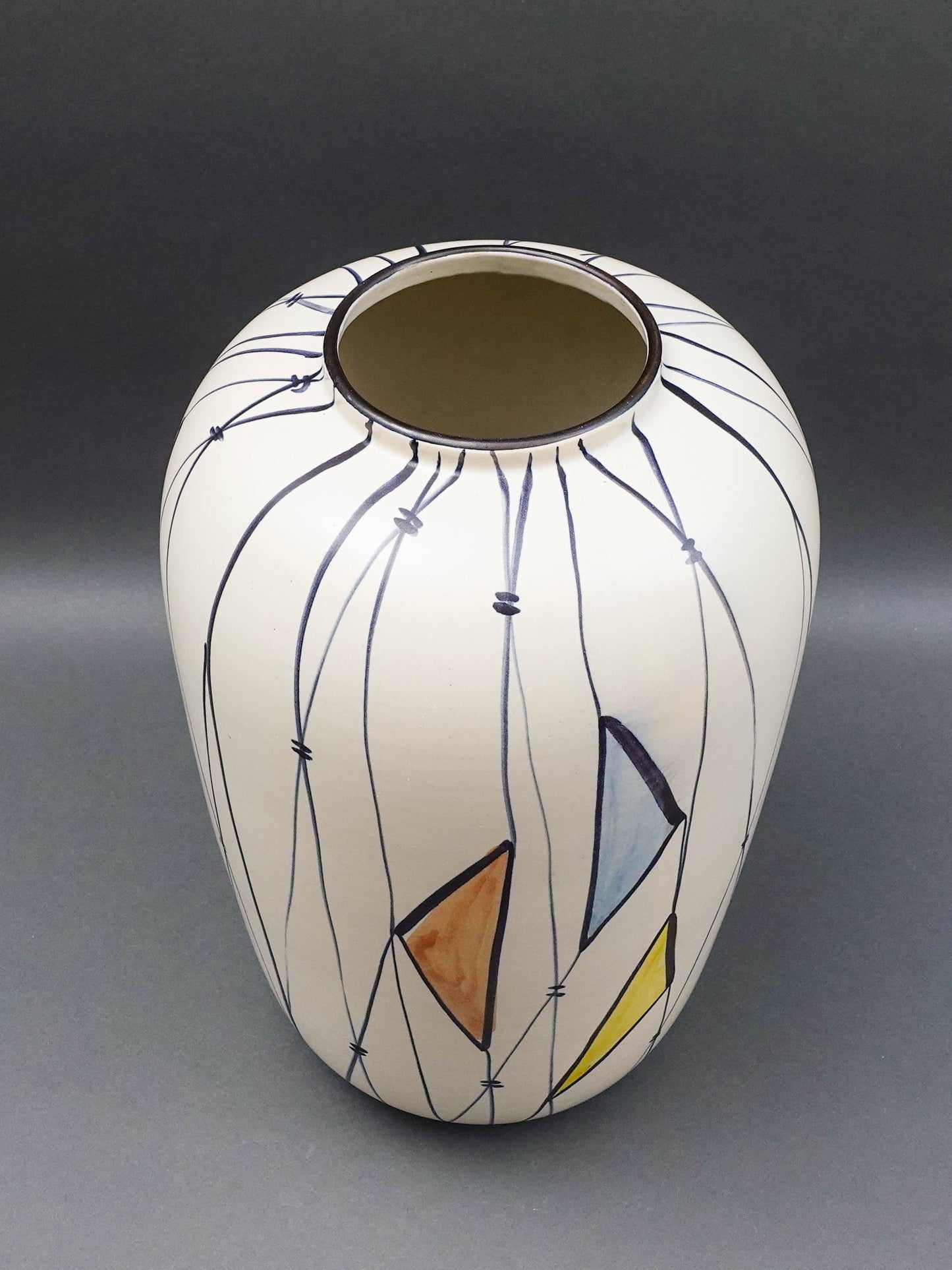 Bodo Mans For Bay Keramik W. Germany MCM Large Geometric Art Pottery Vase 16"