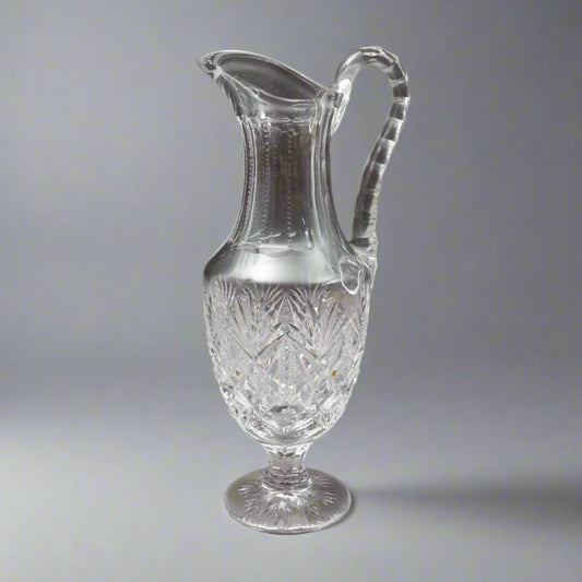St. Louis France Florence Cut Crystal Water Jug Pitcher Beverage Holder 13 1/4"