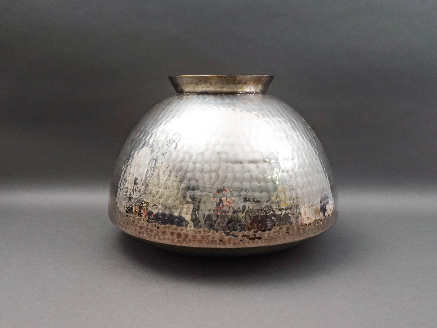 Gervasoni Blu Italy Hammered Silver Plate Metal Container Planter Vase 18"