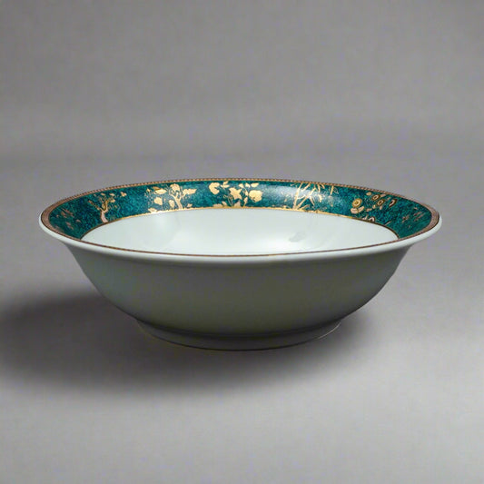 Cocema Fes Morocco Prestige Design Green Gold Porcelain Soup Cereal Bowl Set 6