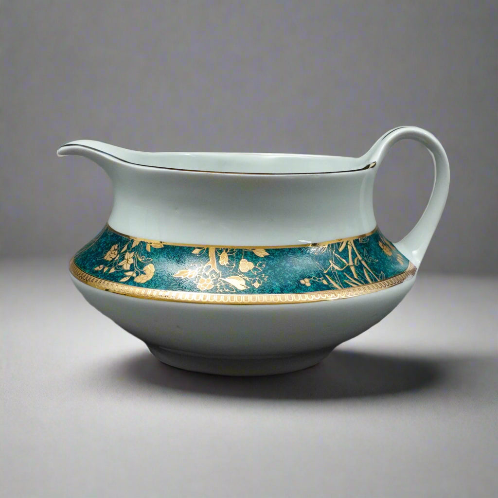 Cocema Fes Morocco Prestige Design Green Gold Porcelain Creamer Milk Jug