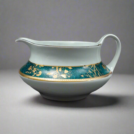 Cocema Fes Morocco Prestige Design Green Gold Porcelain Creamer Milk Jug