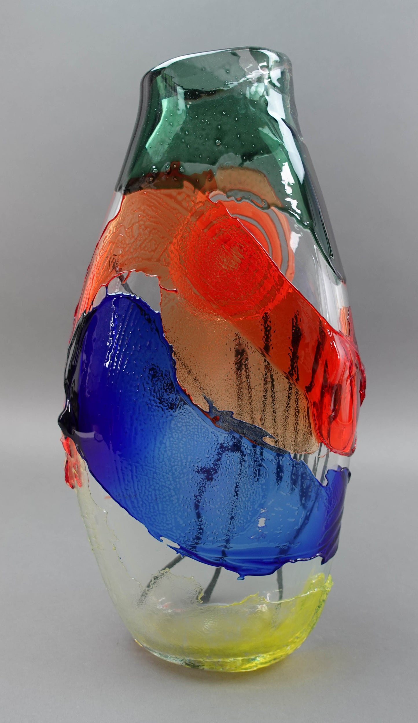 Mario Badioli (Italy, B.1940) Signed Murano Art Glass Abstract Face Vase 18 1/2"