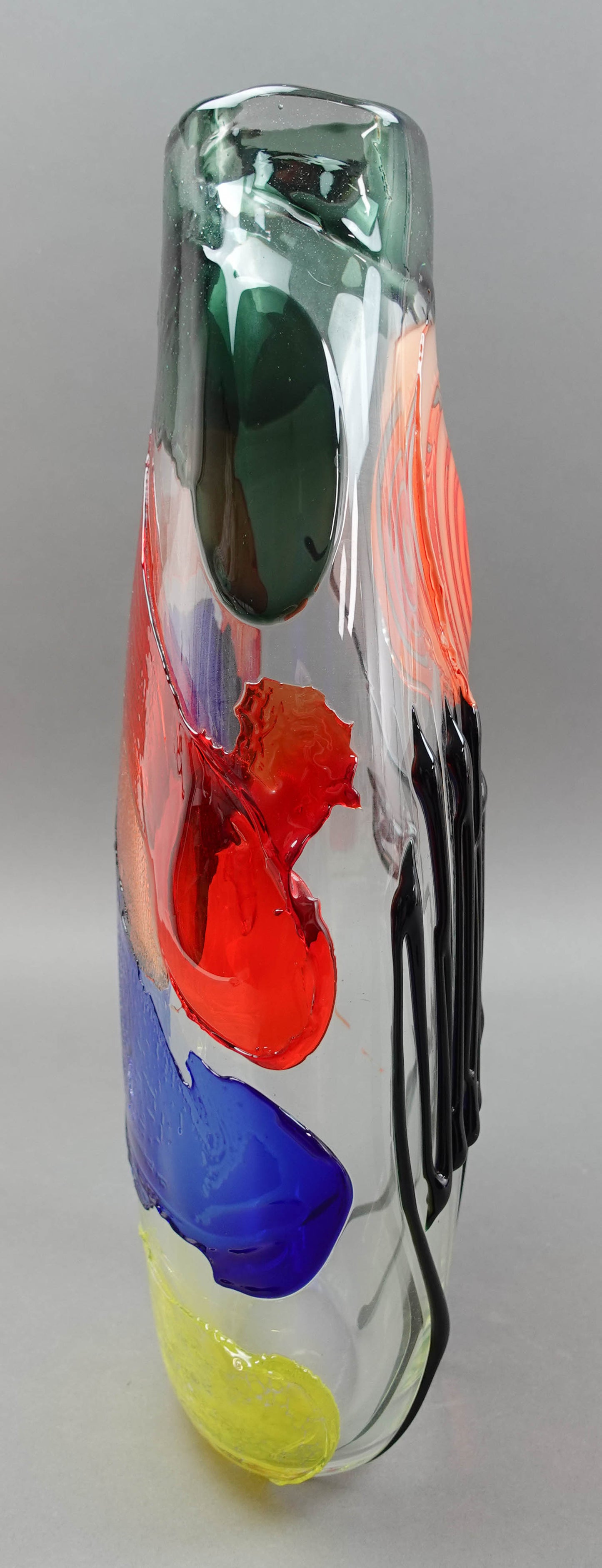 Mario Badioli (Italy, B.1940) Signed Murano Art Glass Abstract Face Vase 18 1/2"