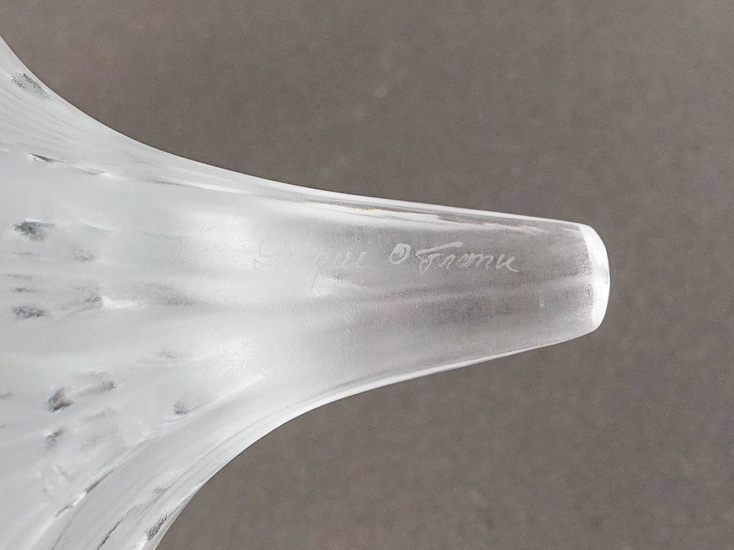 Lalique France Signed Orchidee Lys Orchid Three Footed Crystal Centerpiece Bowl