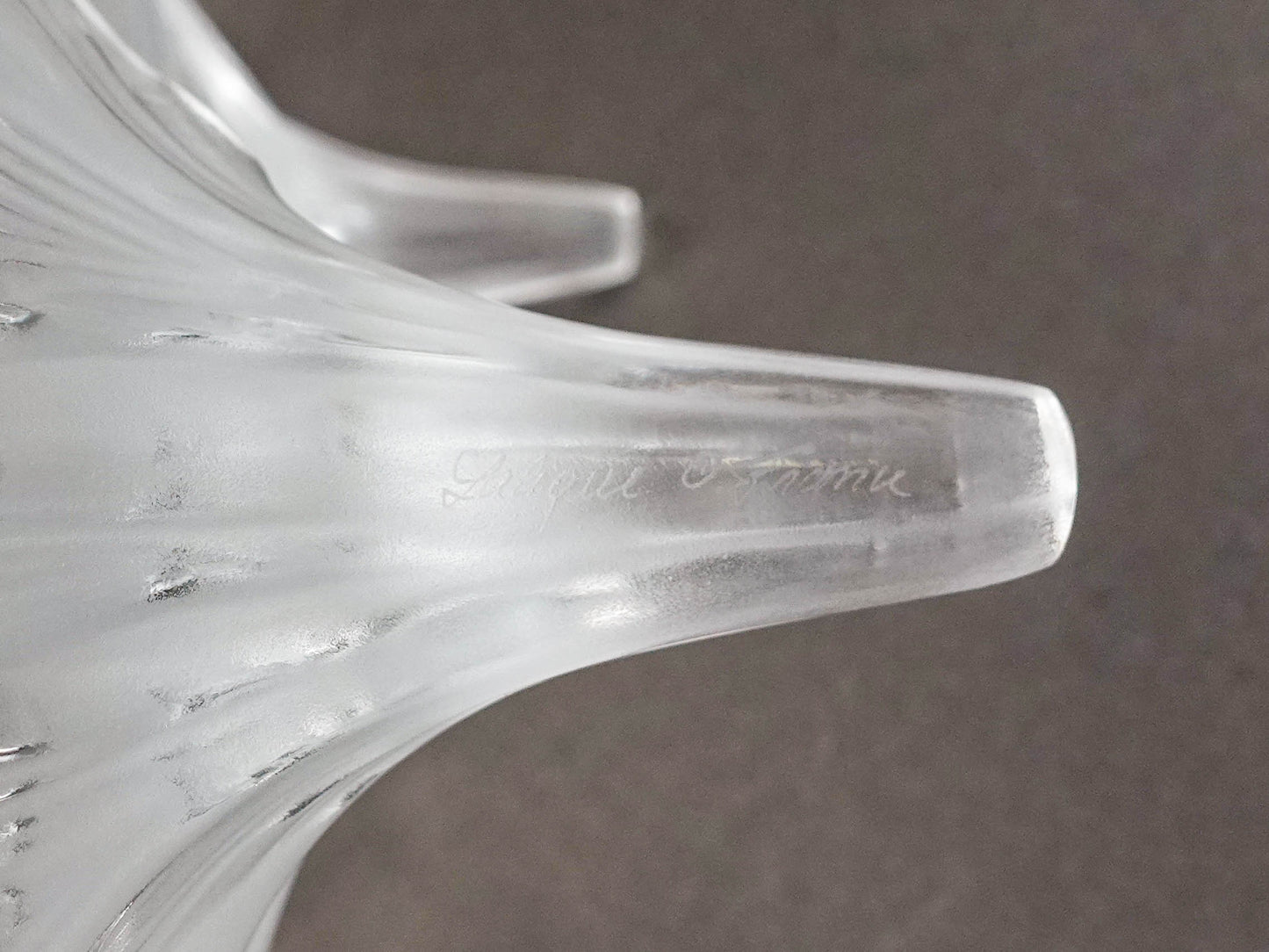 Lalique France Signed Orchidee Lys Orchid Three Footed Crystal Centerpiece Bowl