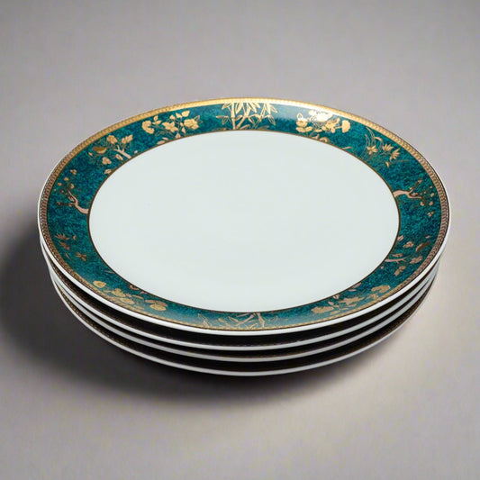 Cocema Fes Morocco Prestige Design Green Gold Porcelain Dinner Plate Set Of 4