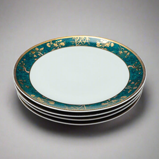 Cocema Fes Morocco Prestige Design Green Gold Porcelain Salad Plate Set Of 4