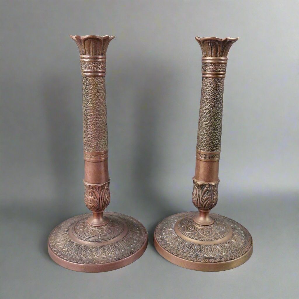 Mottahedeh Historic Charleston Ornate Brass Candlesticks Candle Holders Set Of 2