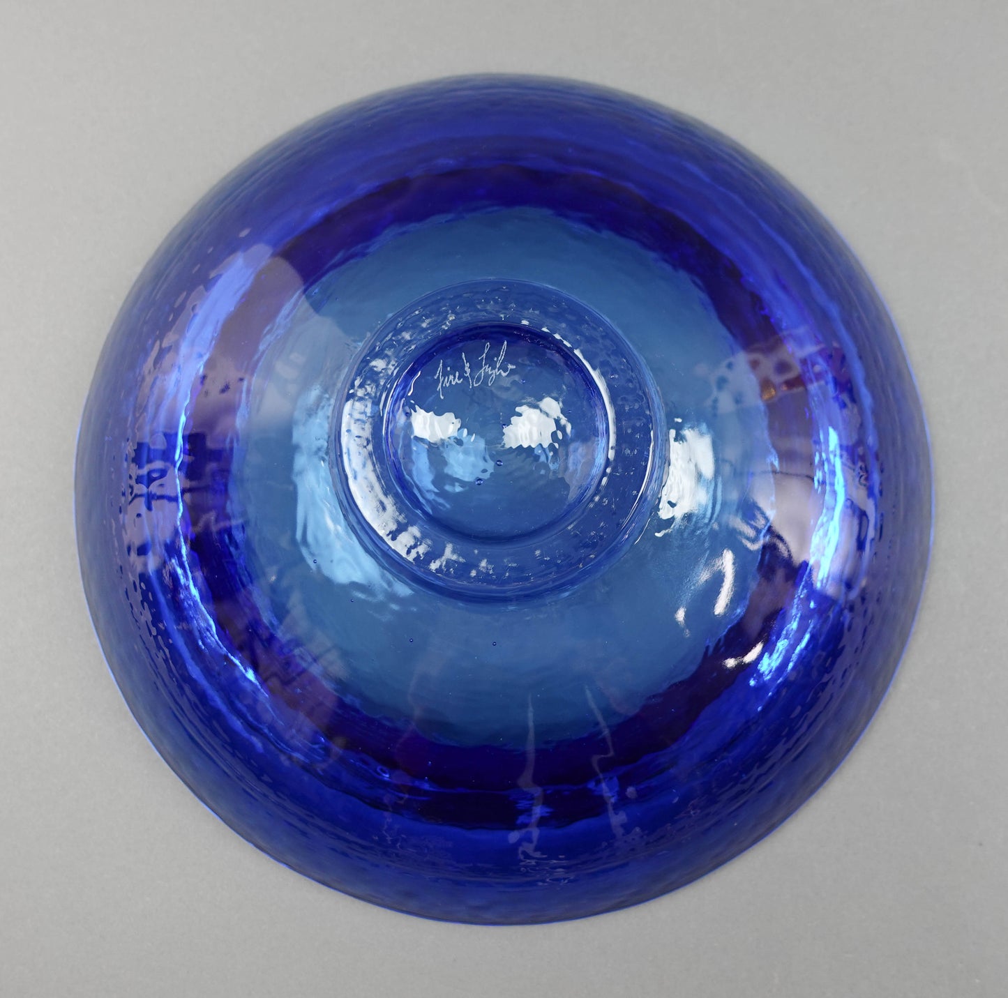 Fire and Light California Cobalt Blue Recycled Art Glass Wide Lipped Bowl Hearts