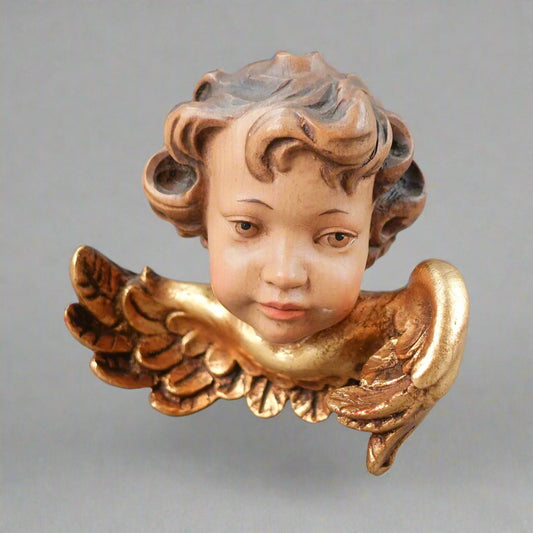 Anri Italy Vintage Hand Carved Wood Cherub Angel Putti Head Christmas Ornament