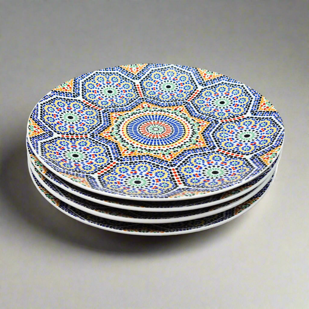Cocema Fes Maroc Morocco Tile Mosaic Porcelain Salad Plate Set Of 4