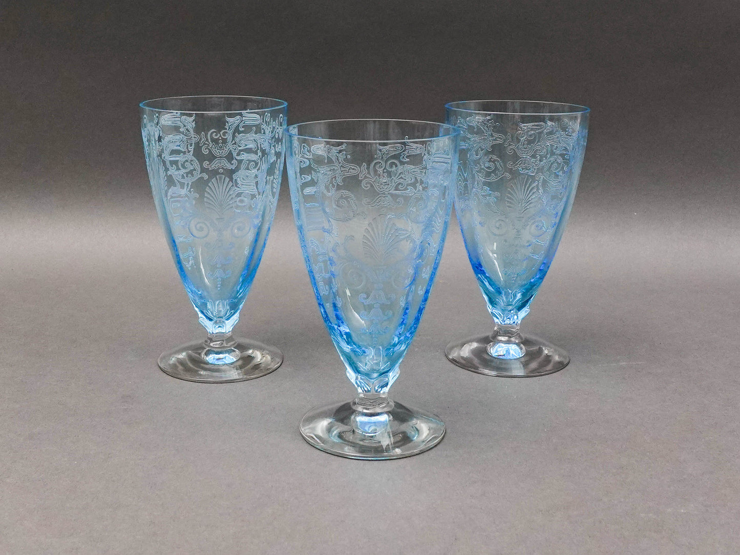 Fostoria Versailles Azure Blue Crystal 5 1/4" Parfait Tumbler Glasses Set Of 5