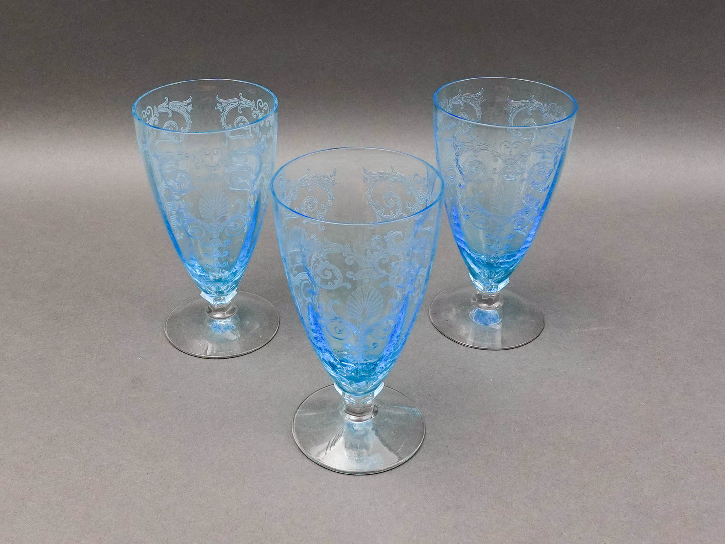Fostoria Versailles Azure Blue Crystal 5 1/4" Parfait Tumbler Glasses Set Of 5