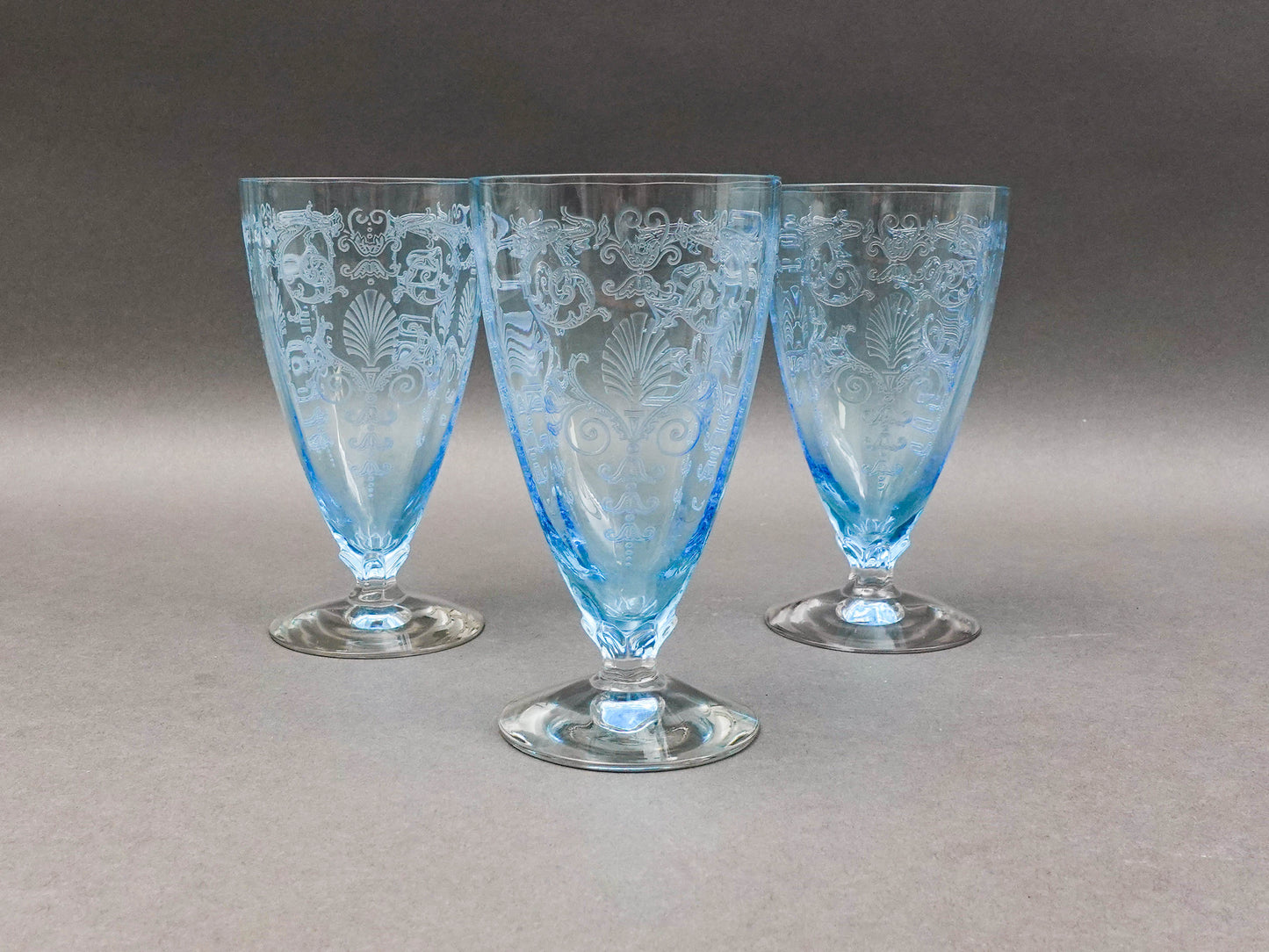 Fostoria Versailles Azure Blue Crystal 5 1/4" Parfait Tumbler Glasses Set Of 5