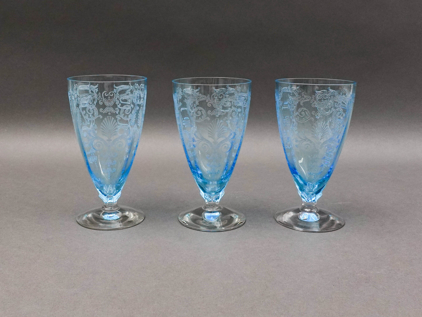 Fostoria Versailles Azure Blue Crystal 5 1/4" Parfait Tumbler Glasses Set Of 5