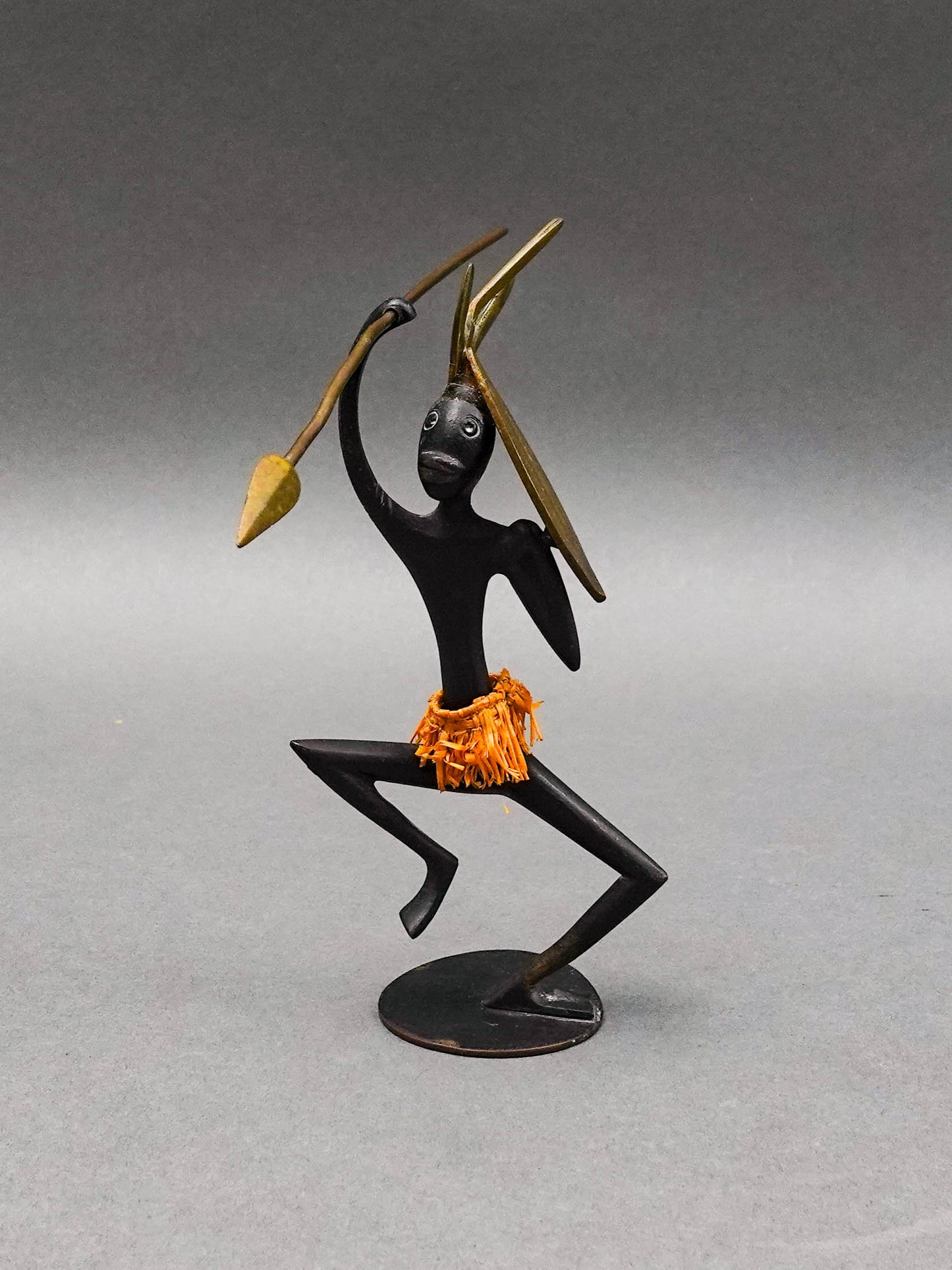 Hagenauer Wien Austria Handmade Bronze Brass African Warrior Figure Sculpture