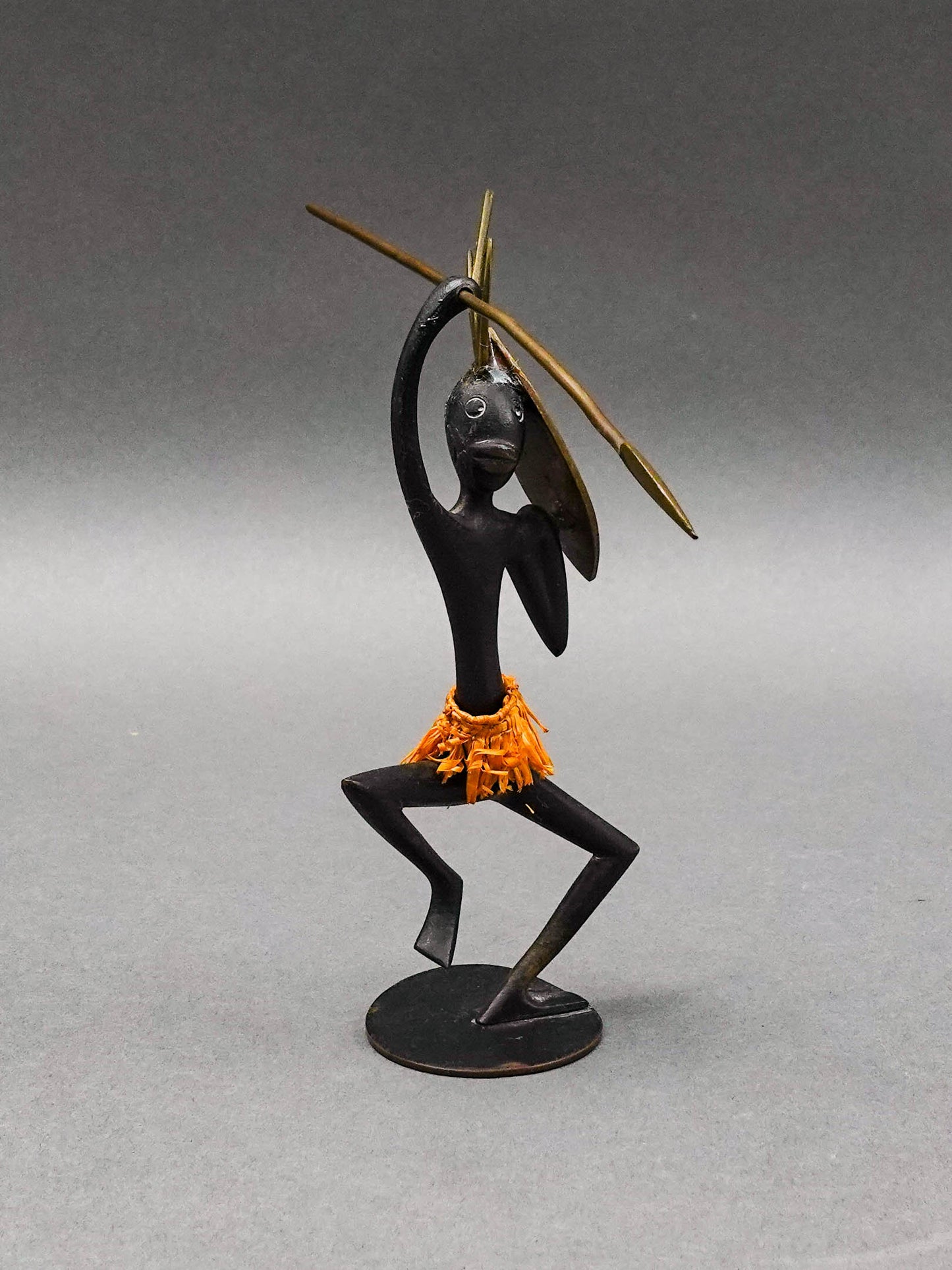 Hagenauer Wien Austria Handmade Bronze Brass African Warrior Figure Sculpture
