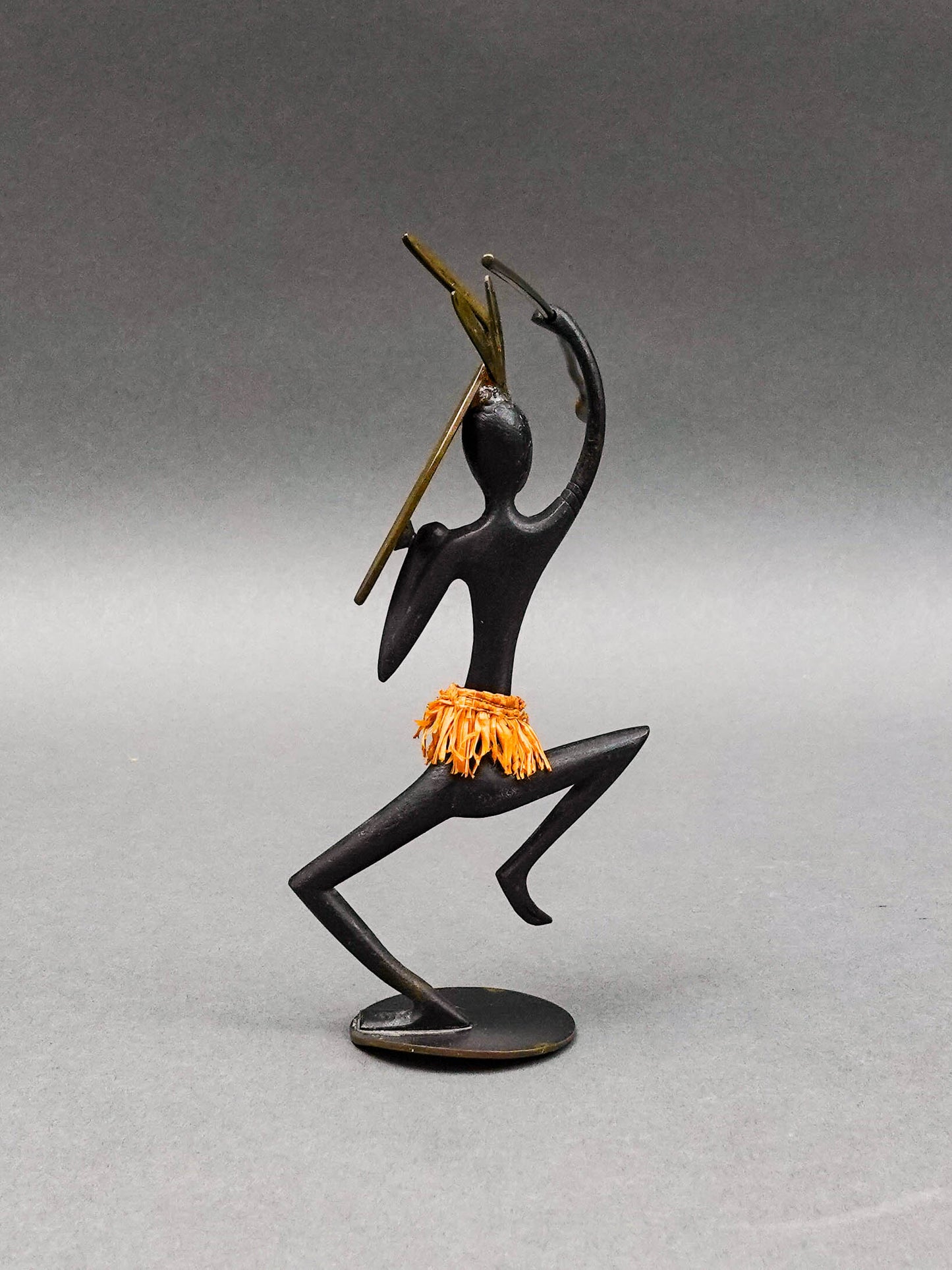 Hagenauer Wien Austria Handmade Bronze Brass African Warrior Figure Sculpture
