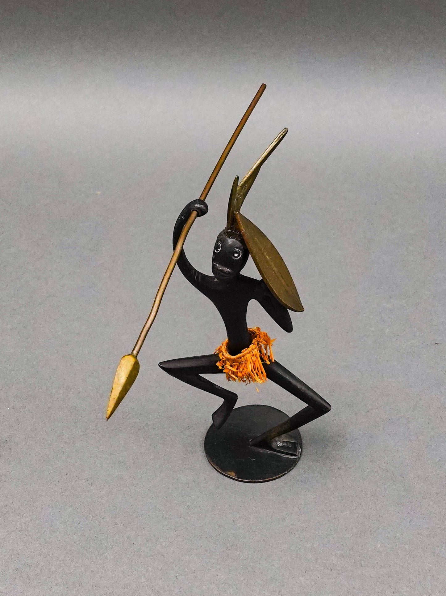 Hagenauer Wien Austria Handmade Bronze Brass African Warrior Figure Sculpture