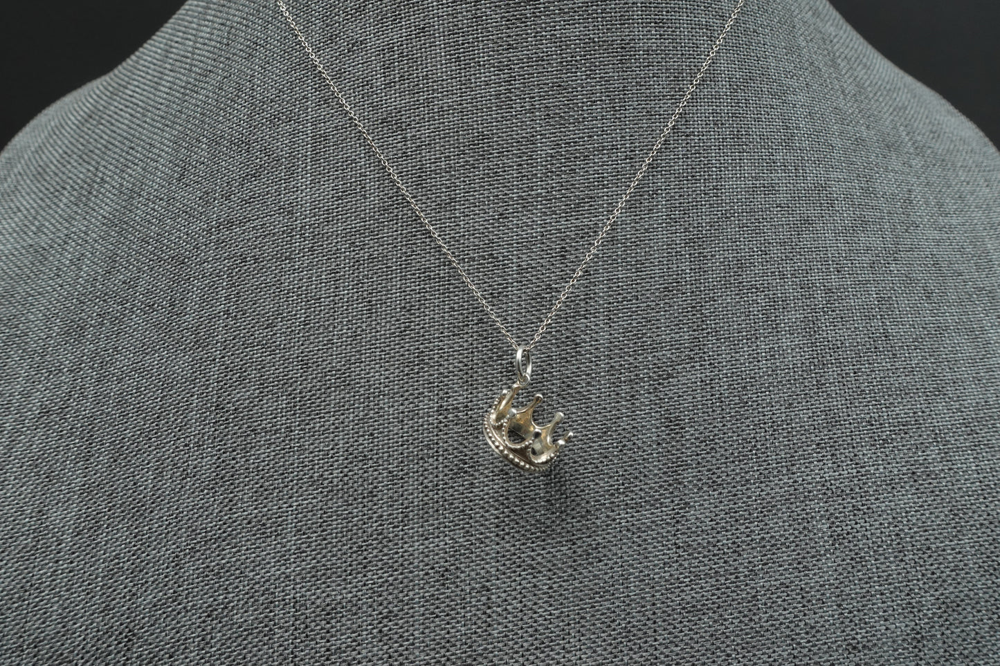 Tiffany & Co. 925 Sterling Silver Princess Crown Charm Pendant & 18" Necklace