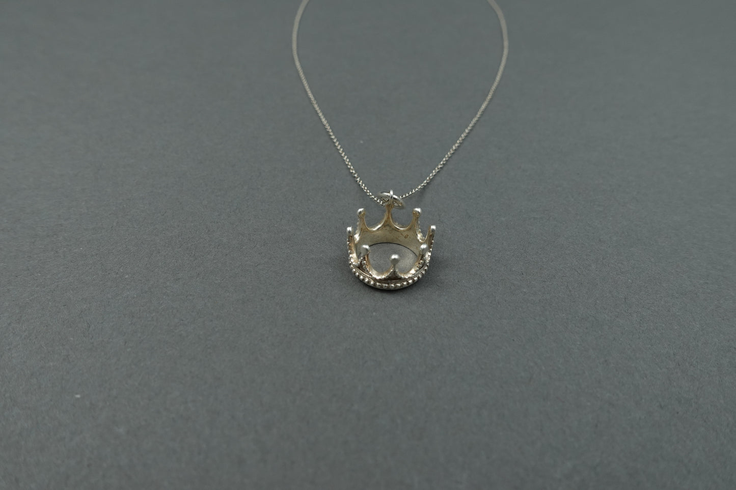 Tiffany & Co. 925 Sterling Silver Princess Crown Charm Pendant & 18" Necklace