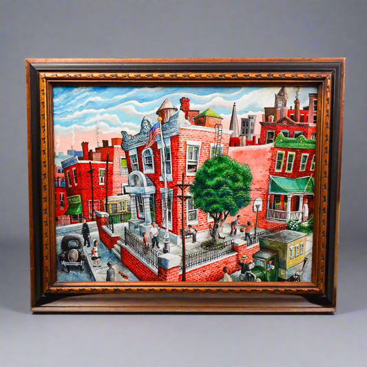 William C. Bell 1975 Signed School Yard Original Oil Painting