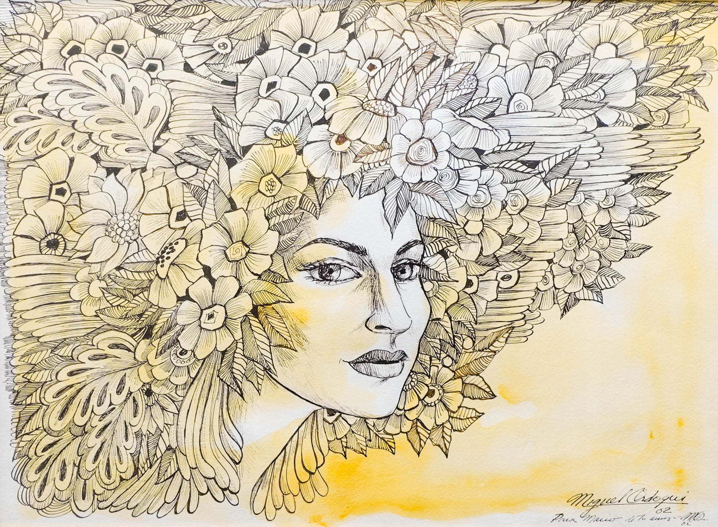 Miguel Ordoqui (Cuban 1939-2023) Signed Ink And Watercolor On Paper 2002