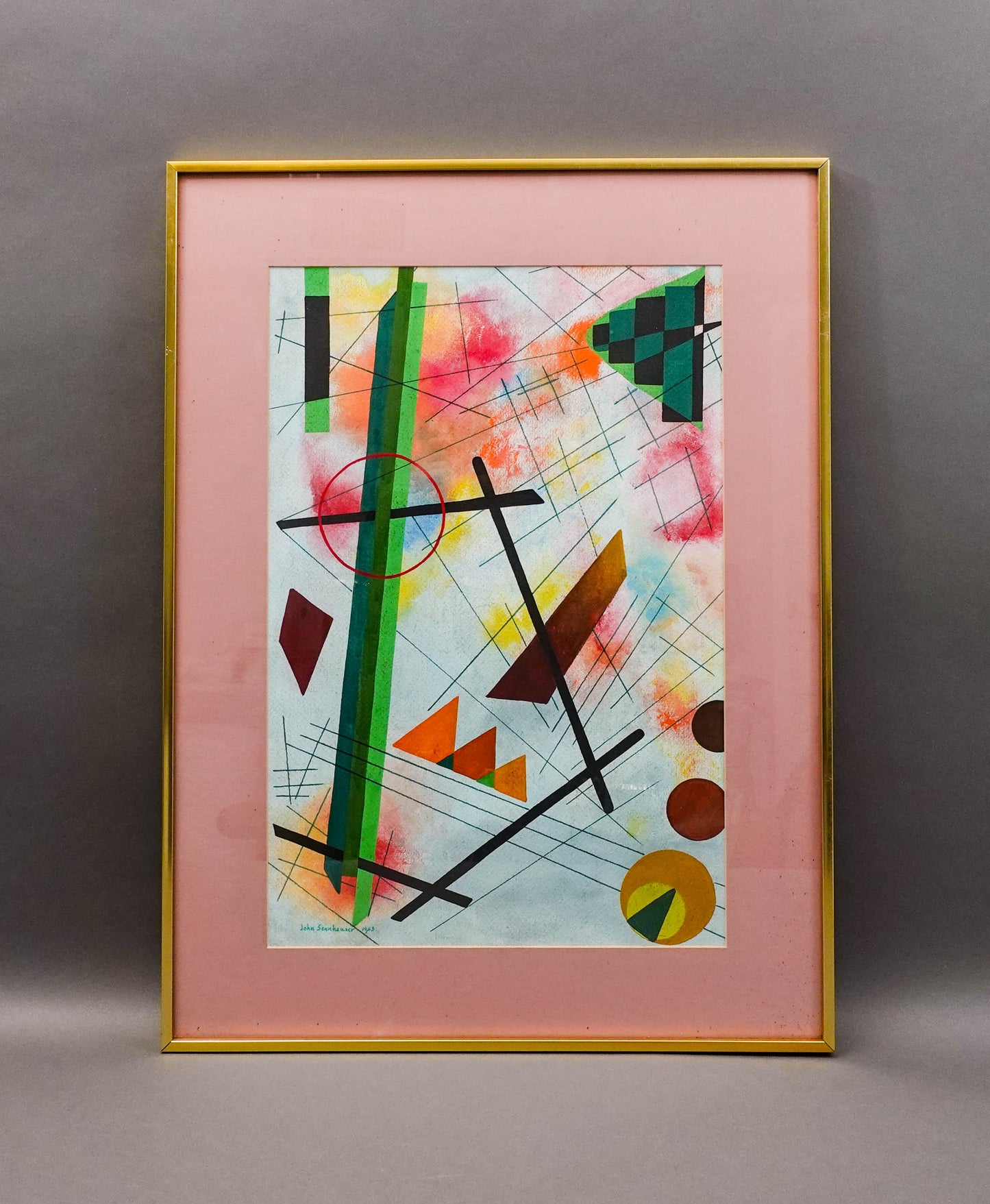 John Sennhauser (Swiss/American, 1907-1978) Signed 1965 Mixed Media Painting