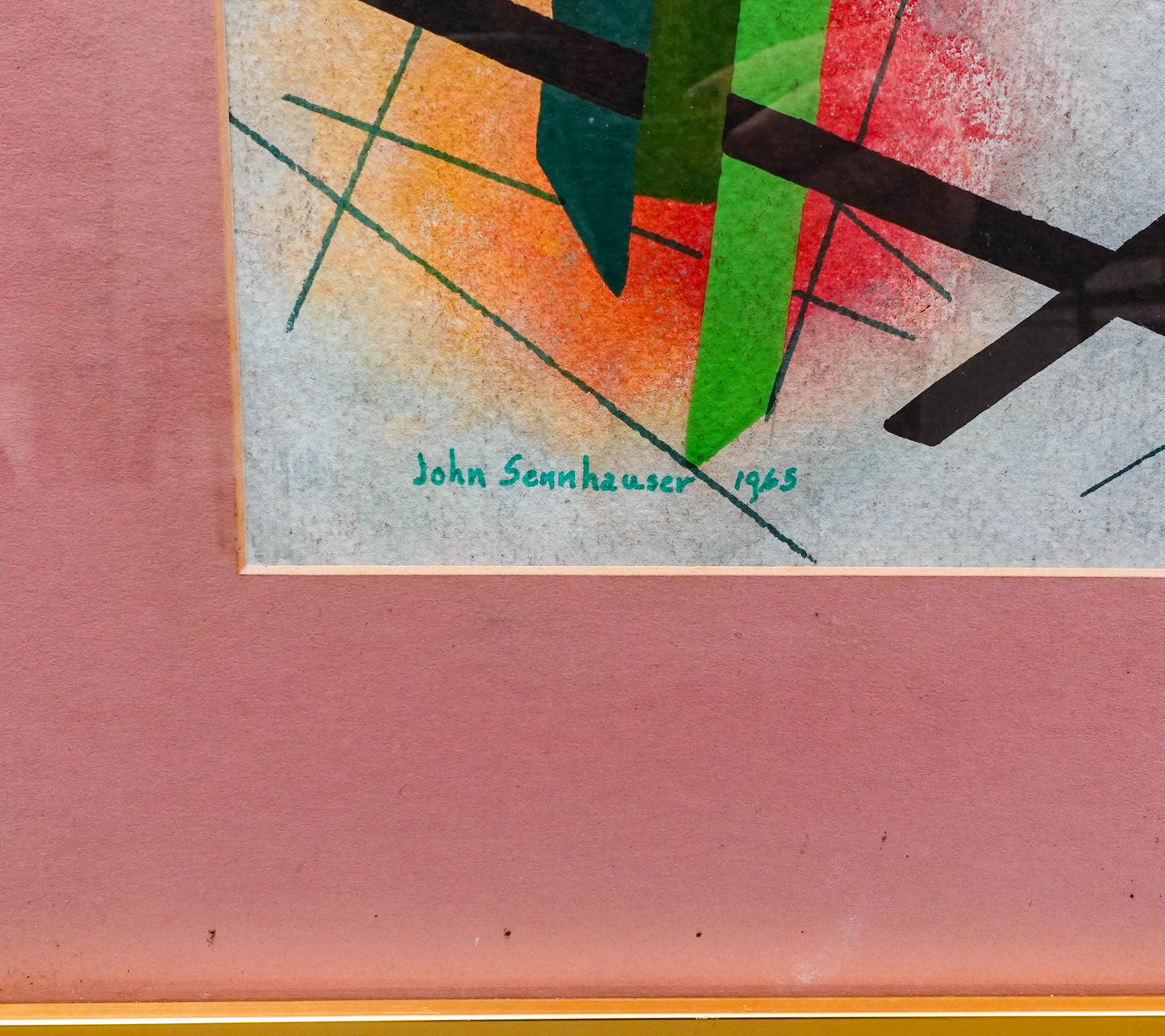 John Sennhauser (Swiss/American, 1907-1978) Signed 1965 Mixed Media Painting
