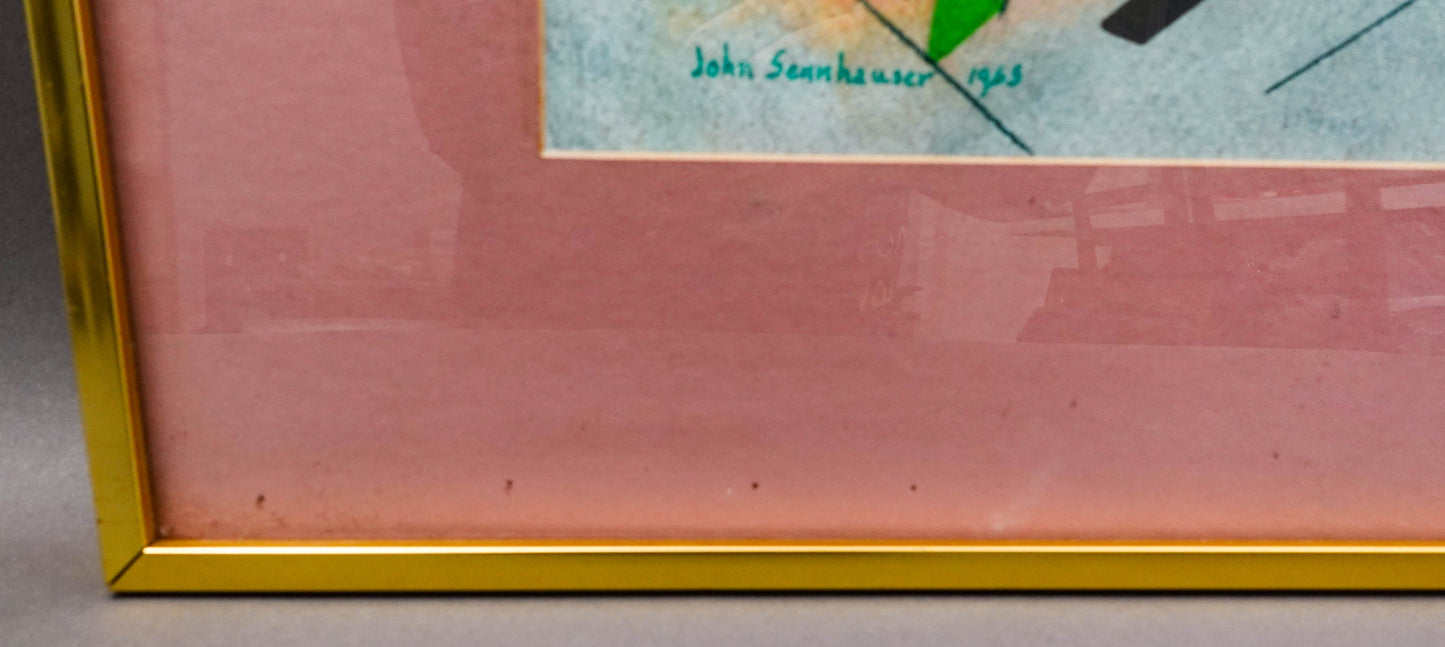 John Sennhauser (Swiss/American, 1907-1978) Signed 1965 Mixed Media Painting