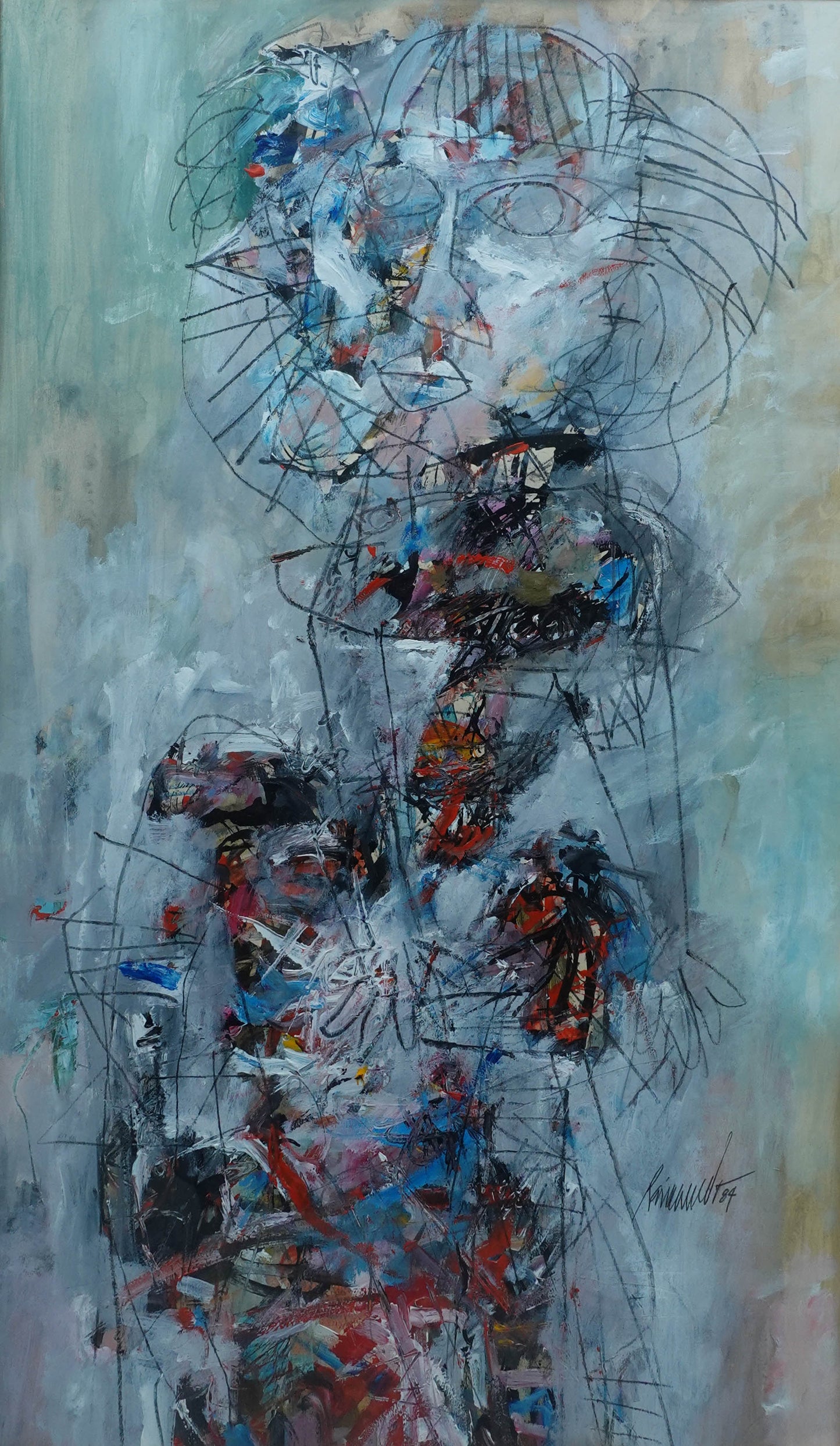 Raimundo Garcia Parra (Cuban, 1937-2017) Signed 1984 Abstract Acrylic On Paper