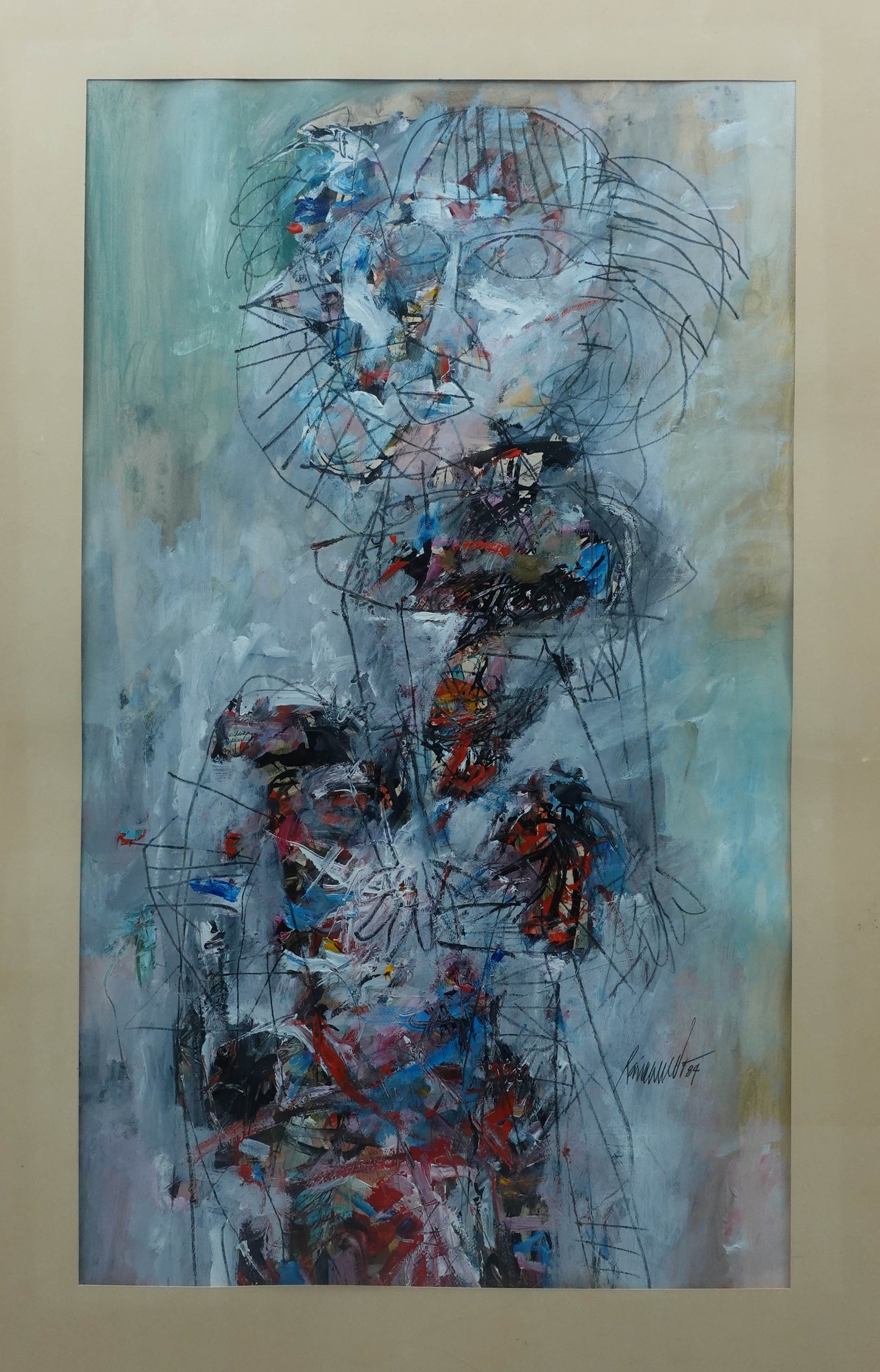 Raimundo Garcia Parra (Cuban, 1937-2017) Signed 1984 Abstract Acrylic On Paper