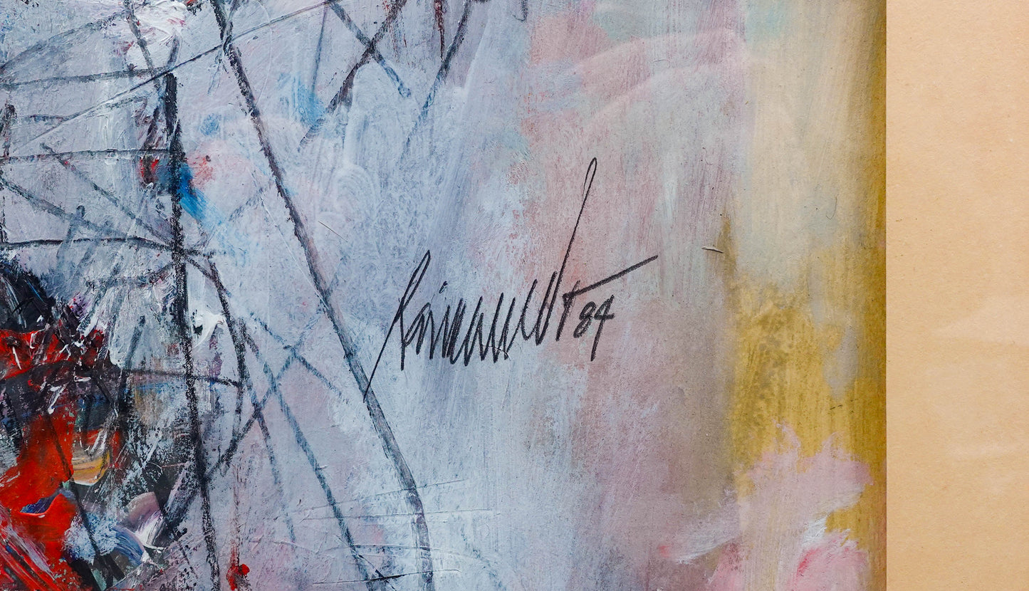 Raimundo Garcia Parra (Cuban, 1937-2017) Signed 1984 Abstract Acrylic On Paper