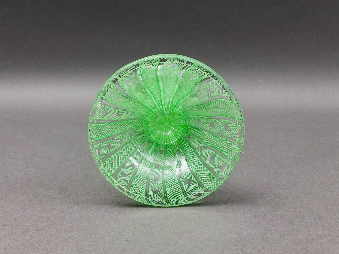 Vintage Italian Murano Green Latticino Art Glass Candlestick Candle Holder 10.5"