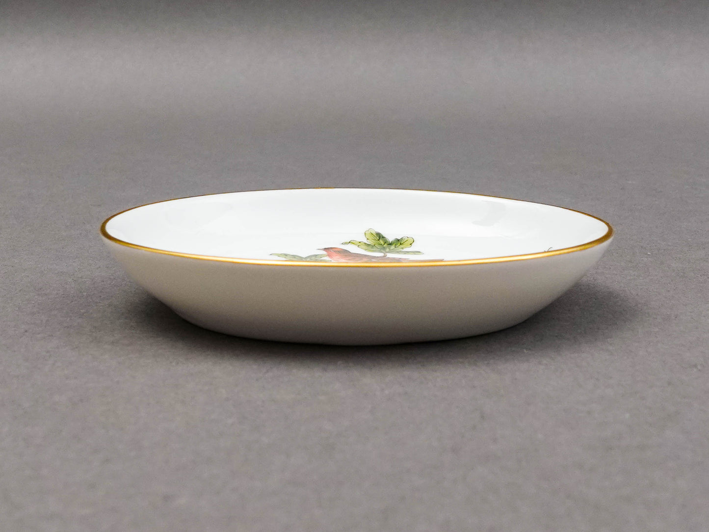 Herend Hungary Rothschild Bird Porcelain Oval Trinket Dish Butter Pat Tray 7781